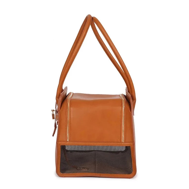 PawsElegance Luxury PU Leather Pet Carrier Bag