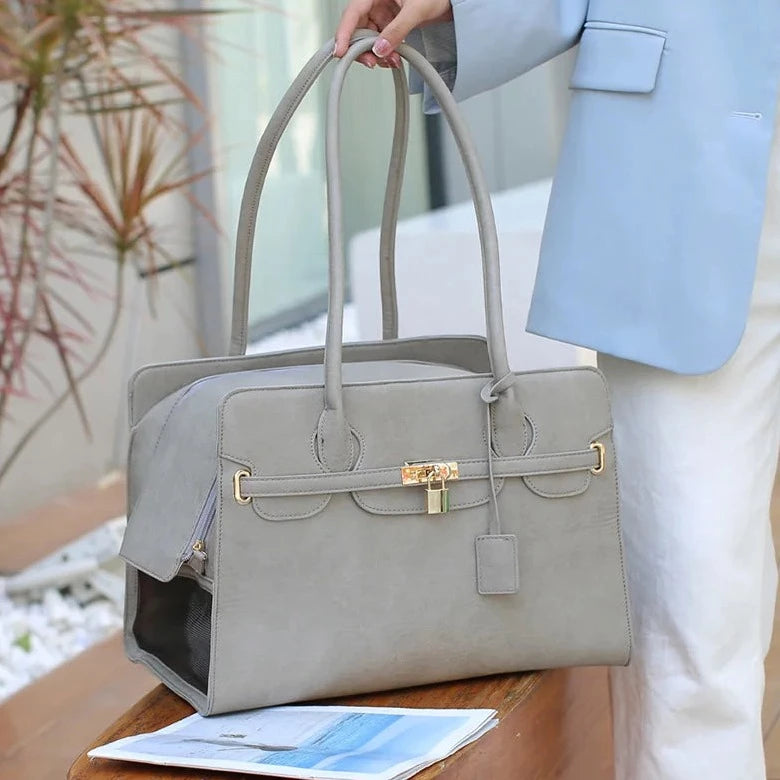 PawsElegance Luxury PU Leather Pet Carrier Bag